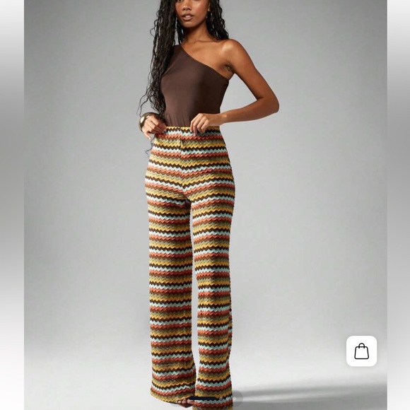 Boutique Pants - 1159.Multicolor zig zag Crochet Fall Women's Pants